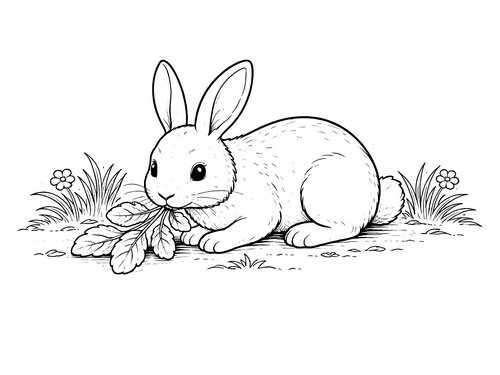 Thumbnail Ausmalbild Hase fressender Hase