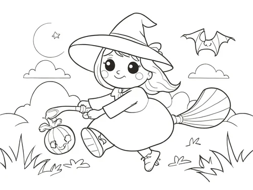 Thumbnail Ausmalbild für Kinder Hexe