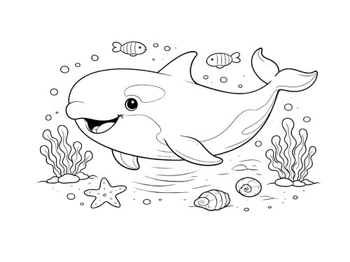 Thumbnail Ausmalbild Wal Orca