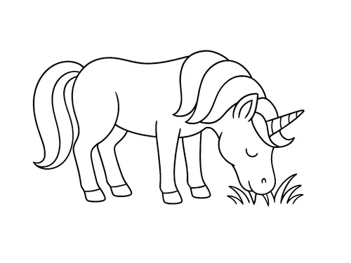 Thumbnail Ausmalbild fressendes Einhorn