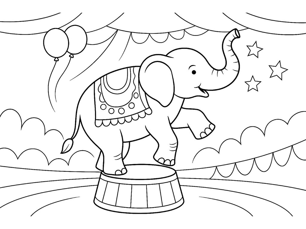 Ausmalbild Zirkuselefant