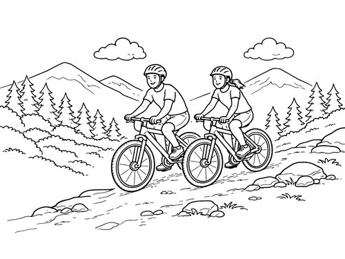 Thumbnail Ausmalbild Fahrrad Mountainbiker