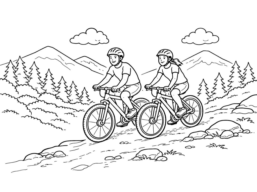 Ausmalbild Fahrrad Mountainbiker