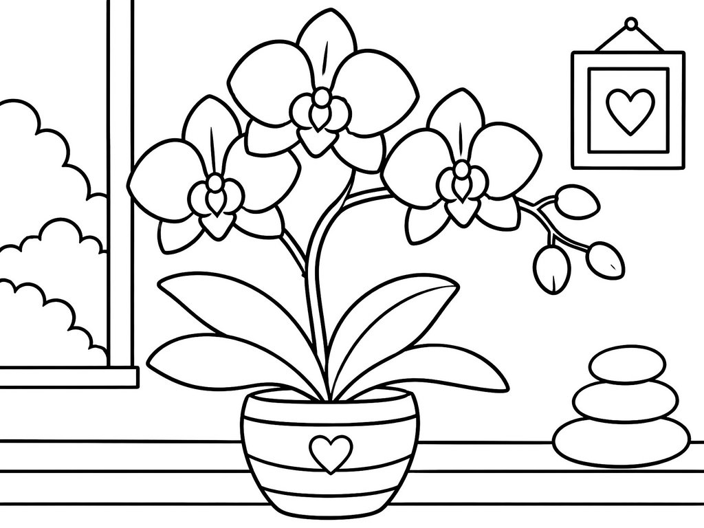 Ausmalbild Blumen Orchideen