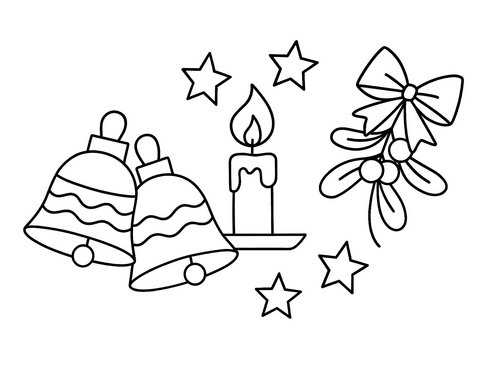 Thumbnail Ausmalbild Weihnachten glocken und anderes