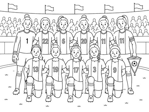 Thumbnail Ausmalbild Sport Fussball Mannschaft