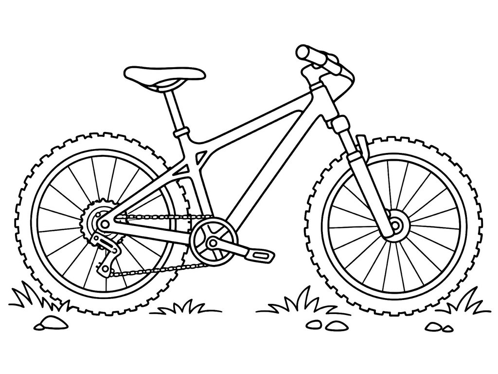 Ausmalbild Fahrrad Mountainbike einfach