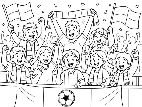 Thumbnail Ausmalbild Sport Fussball jubelnde Fans
