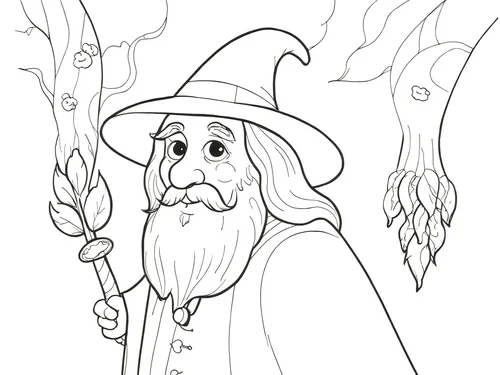 Thumbnail Weiser alter Zauberer Ausmalen