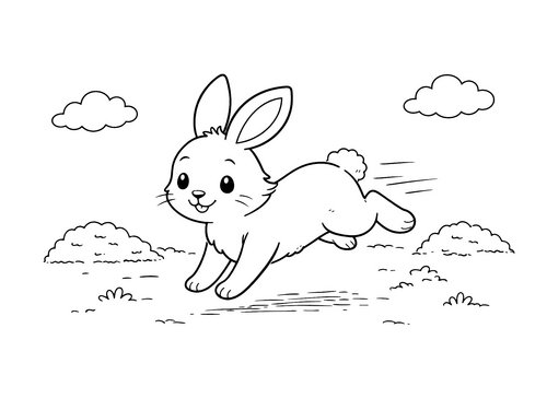 Thumbnail Ausmalbild Hase einfacher rennender Hase