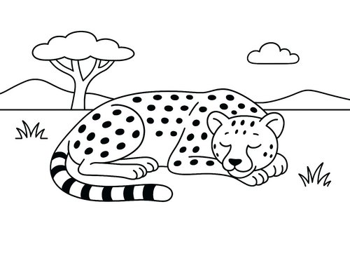Thumbnail Ausmalbild Gepard schlafend