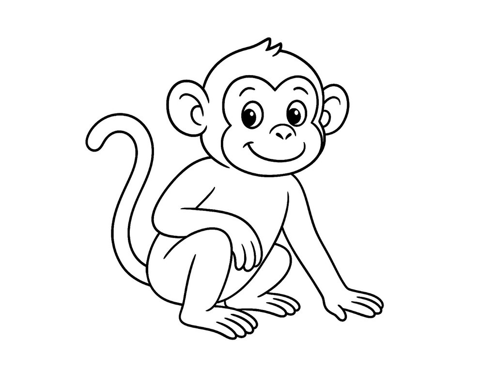Ausmalbild Babyaffe
