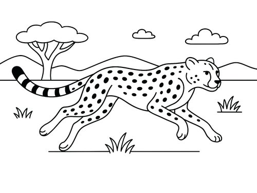 Thumbnail Ausmalbild schneller Gepard