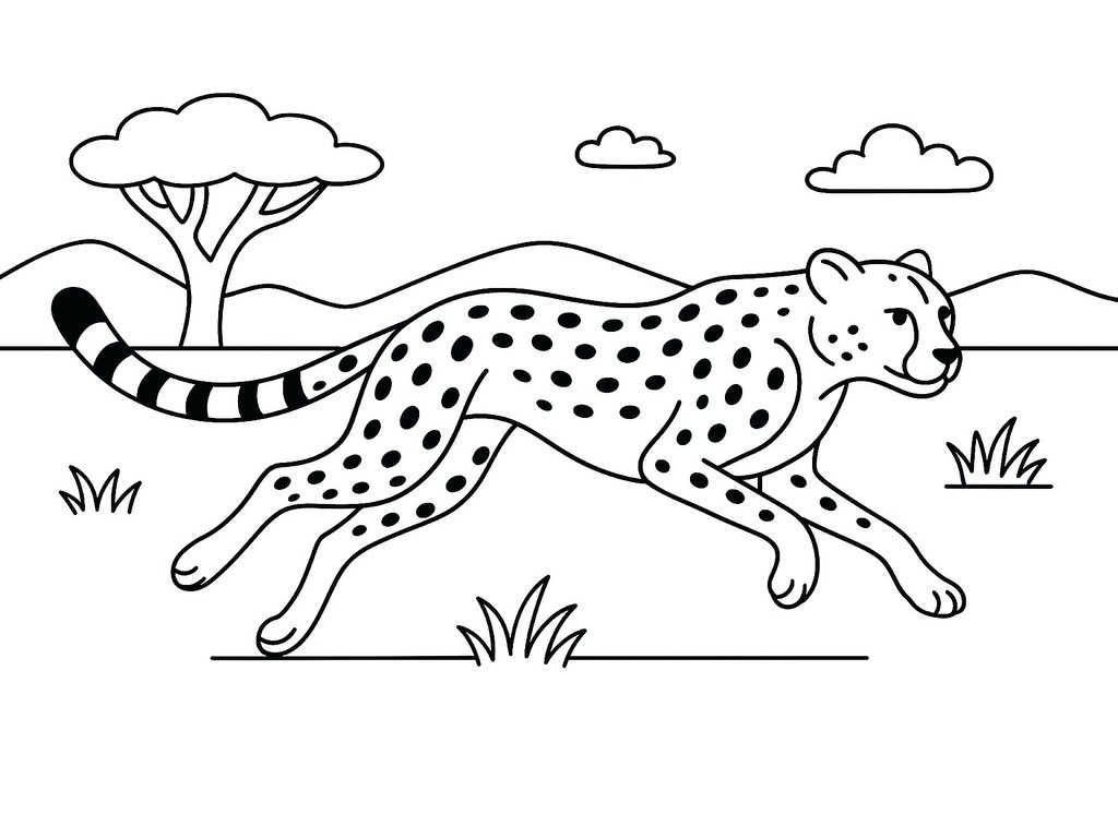 Ausmalbild schneller Gepard
