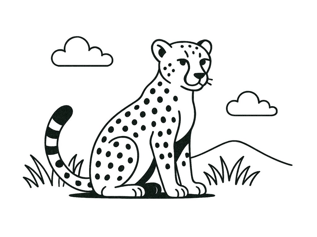 Ausmalbild kleiner Gepard
