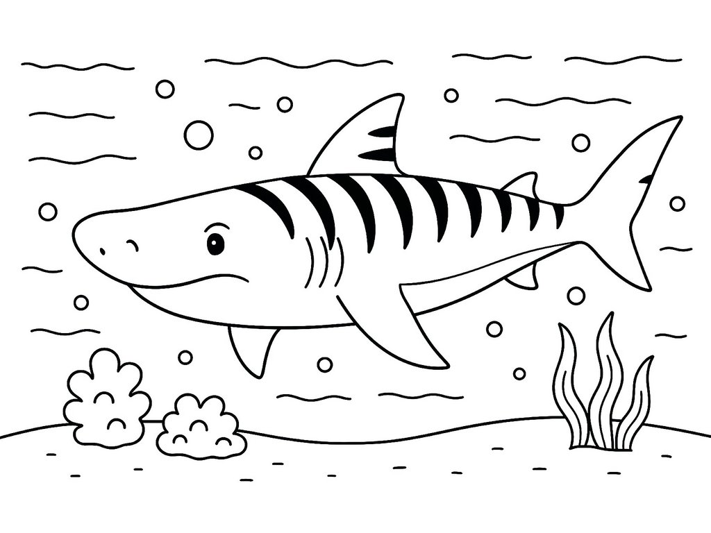 Ausmalbild Tigerhai