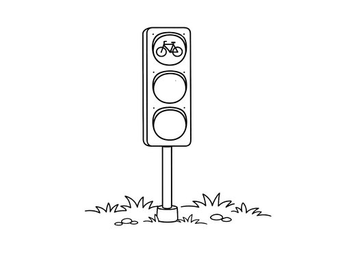Thumbnail Ausmalbild Fahrrad Fahrradampel