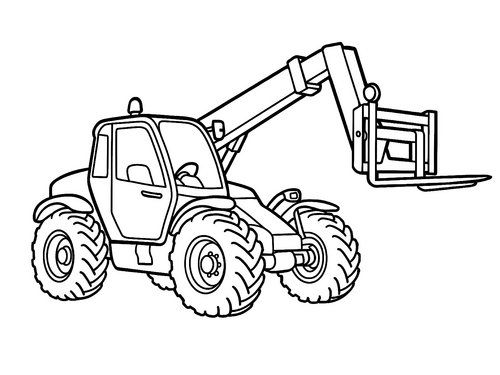 Thumbnail Ausmalbild Gabelstapler Teleskoplader