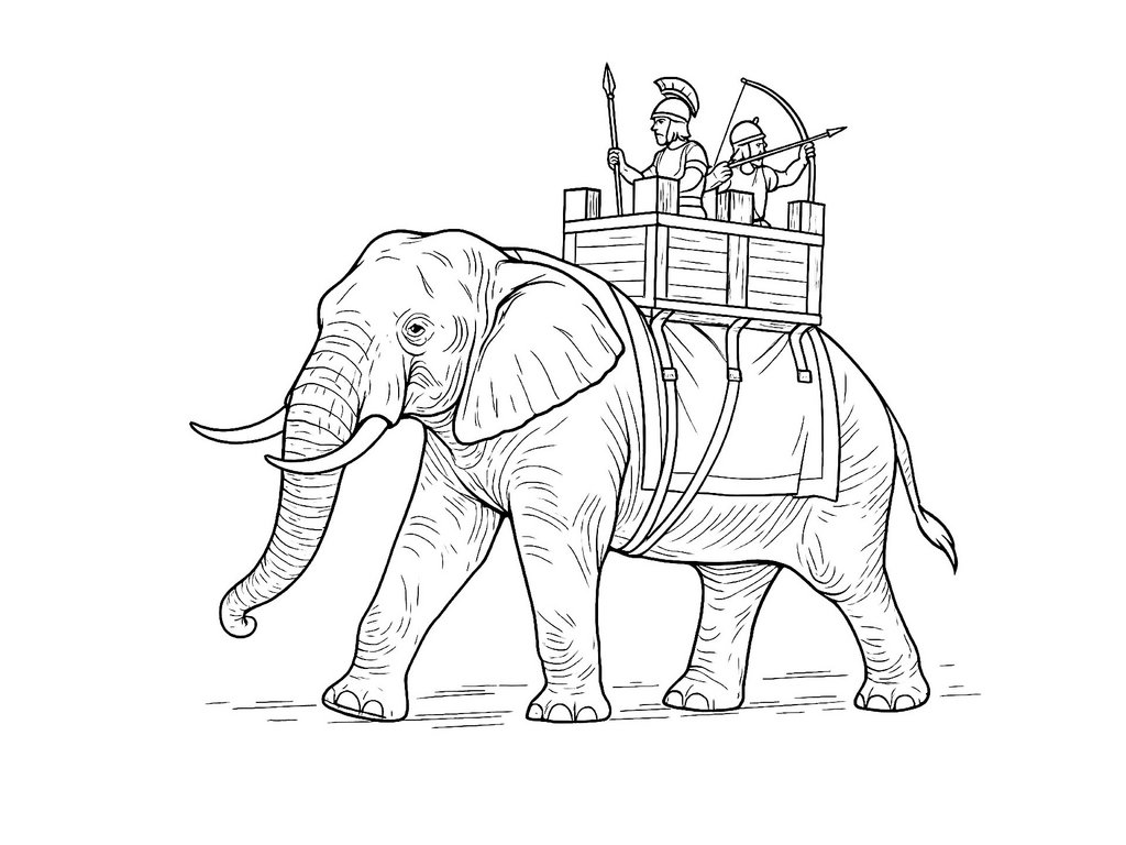 Ausmalbild Kriegselefant