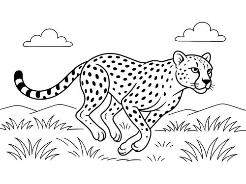 Thumbnail Ausmalbild rennender Gepard