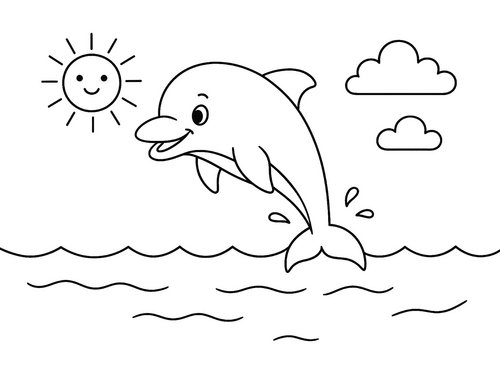 Thumbnail Ausmalbild Delfin einfach