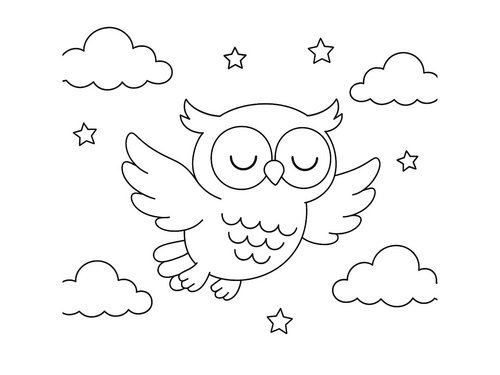 Thumbnail Ausmalbild fliegende Eule einfach