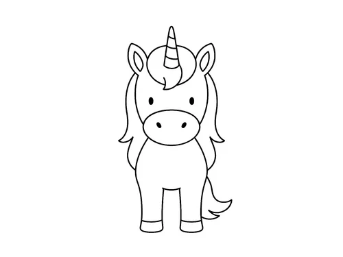 Thumbnail Ausmalbild Einhorn von vorne
