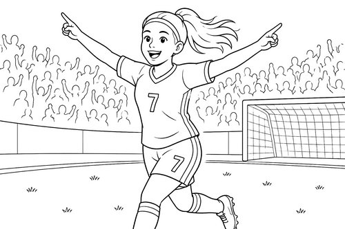 Thumbnail Ausmalbild Sport Fussball jubelnde Spielerin
