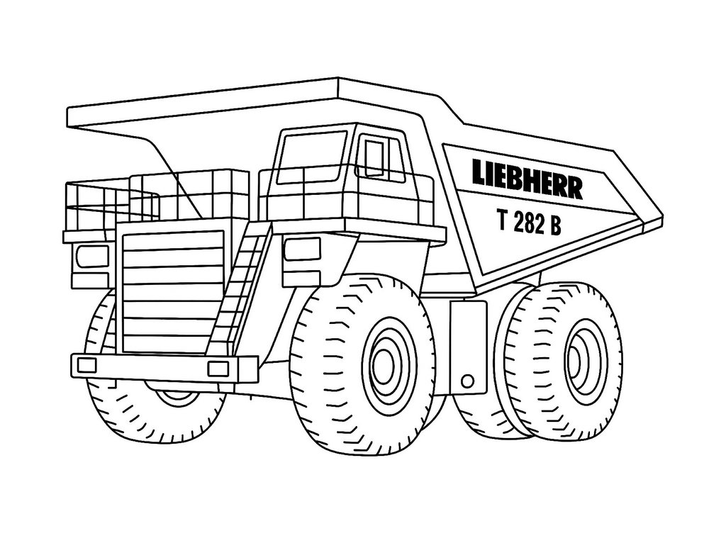 Ausmalbild Kipplaster Liebherr T282b