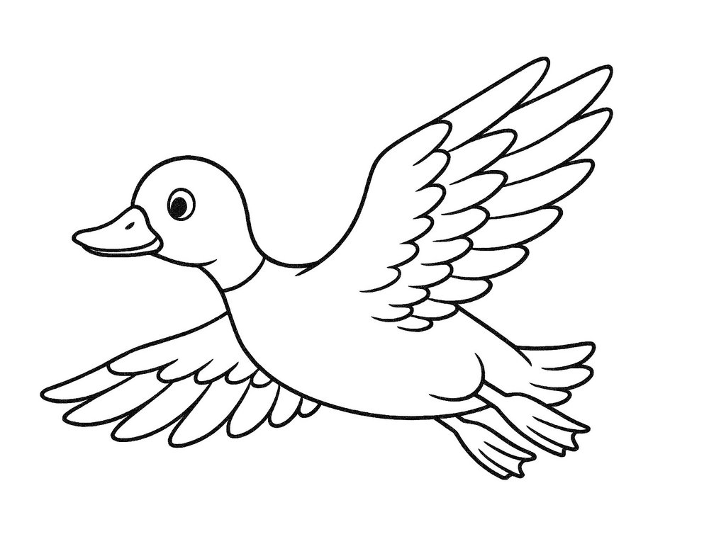 Ausmalbild fliegende Ente