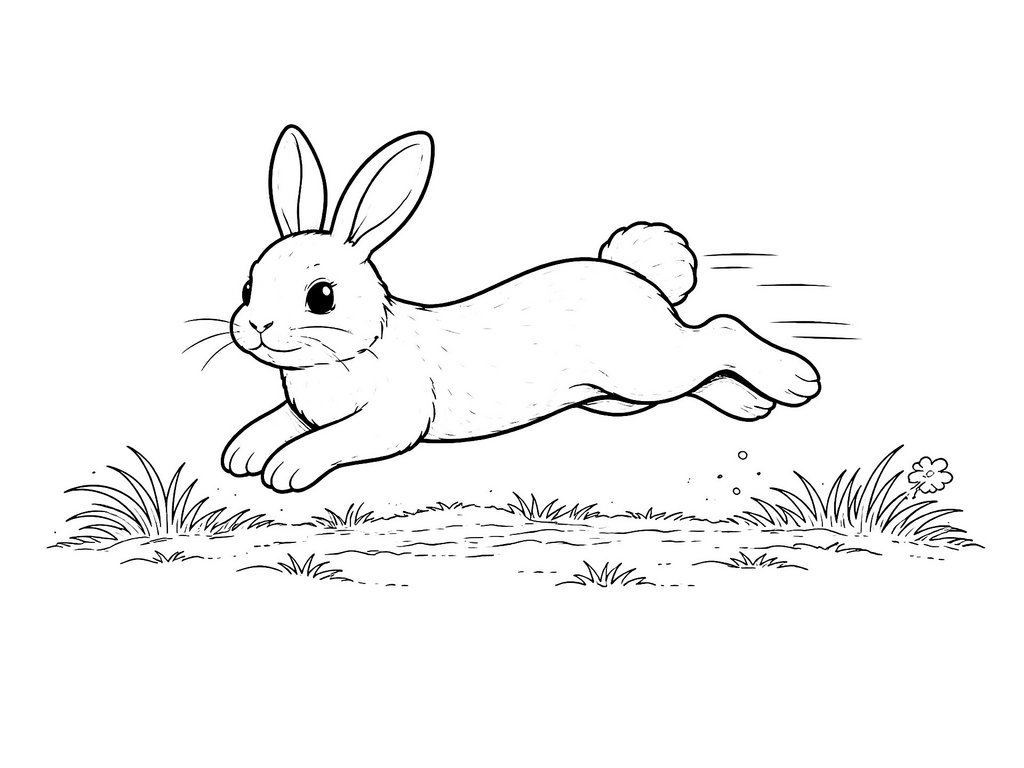 Ausmalbild Hase springender Hase