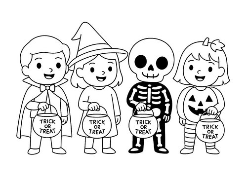 Thumbnail Ausmalbild Halloween Trick or Treat