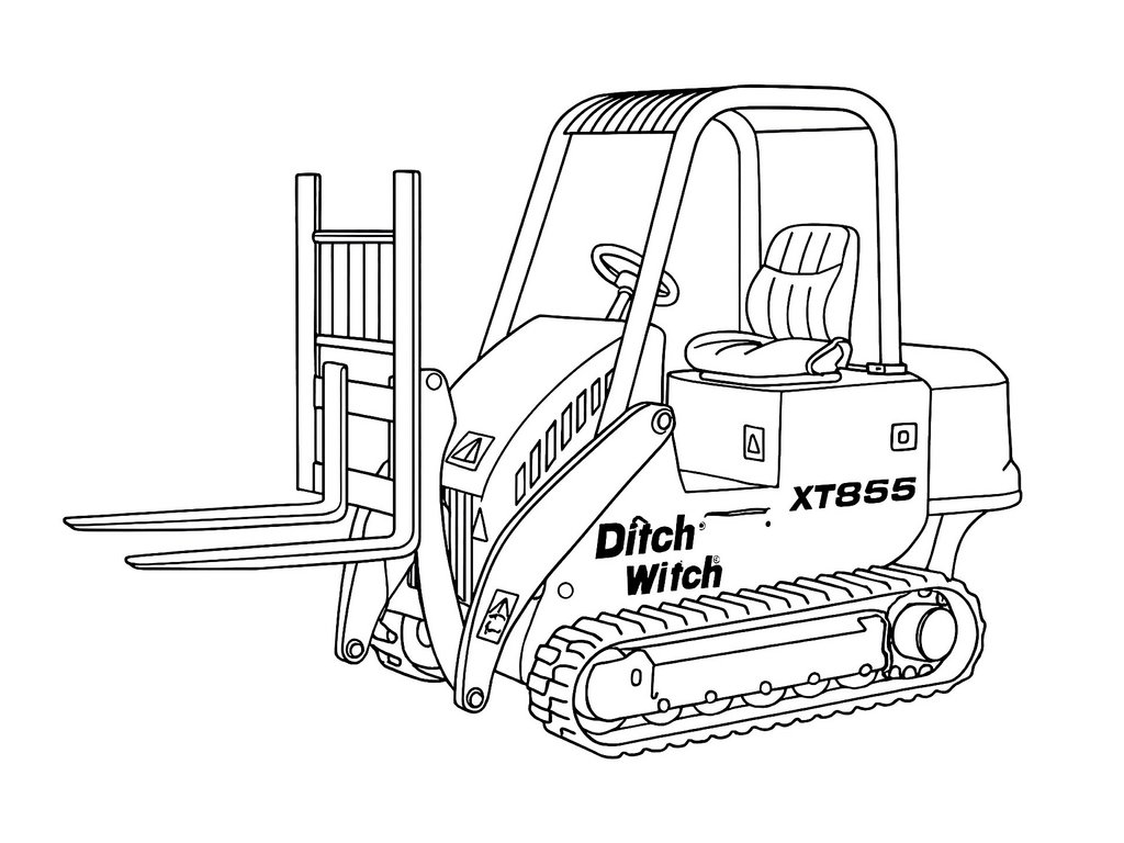 Ausmalbild Gabelstapler mit Raupenfahrwerk