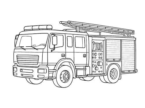 Thumbnail Ausmalbild Feuerwehrauto realistisch
