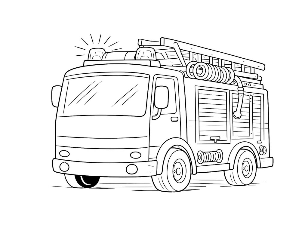 Ausmalbild Feuerwehr Feuerwehrauto mit Blaulicht