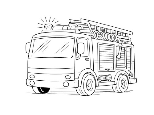 Thumbnail Ausmalbild Feuerwehr Feuerwehrauto mit Blaulicht