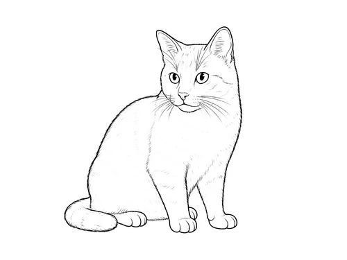 Thumbnail Ausmalbild realistische Katze