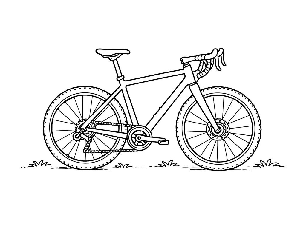 Ausmalbild Fahrrad Gravelbike