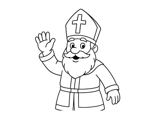 Thumbnail Ausmalbild winkender Nikolaus