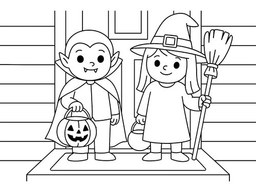 Thumbnail Ausmalbild Halloween Kinder