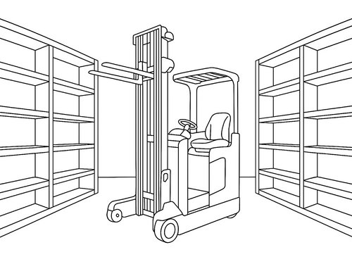 Thumbnail Ausmalbild Gabelstapler Schmalgangstapler
