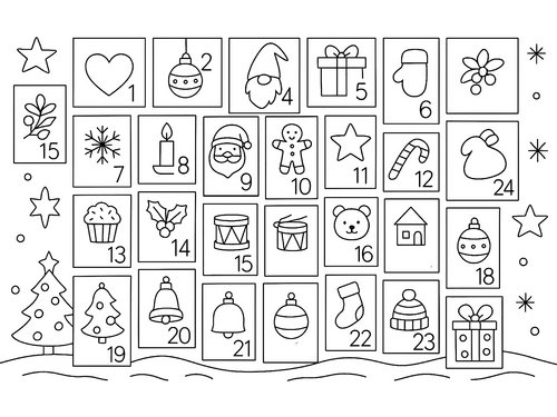 Thumbnail Ausmalbild Weihnachten Adventskalender