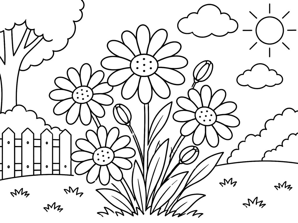 Ausmalbild Blumen Margariten