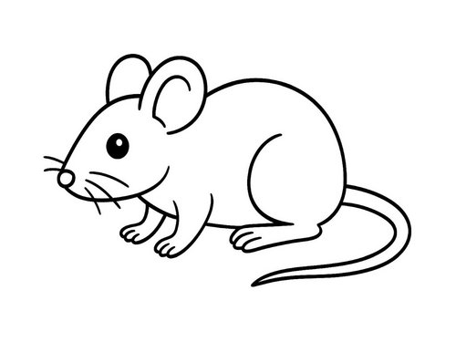 Thumbnail Ausmalbild Maus von der Seite
