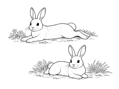Thumbnail Ausmalbild Hase liegende Hasen