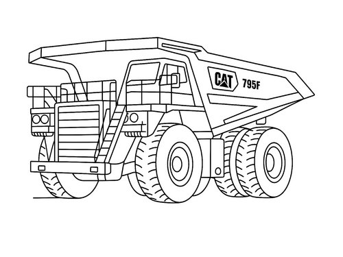 Thumbnail Ausmalbild Kipplaster Caterpillar 795F