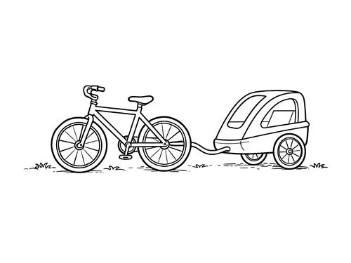 Thumbnail Ausmalbild Fahrrad mit Hänger