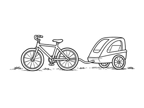 Thumbnail Ausmalbild Fahrrad mit Hänger