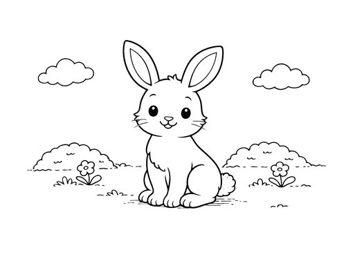 Thumbnail Ausmalbild Hase sitzender Hase