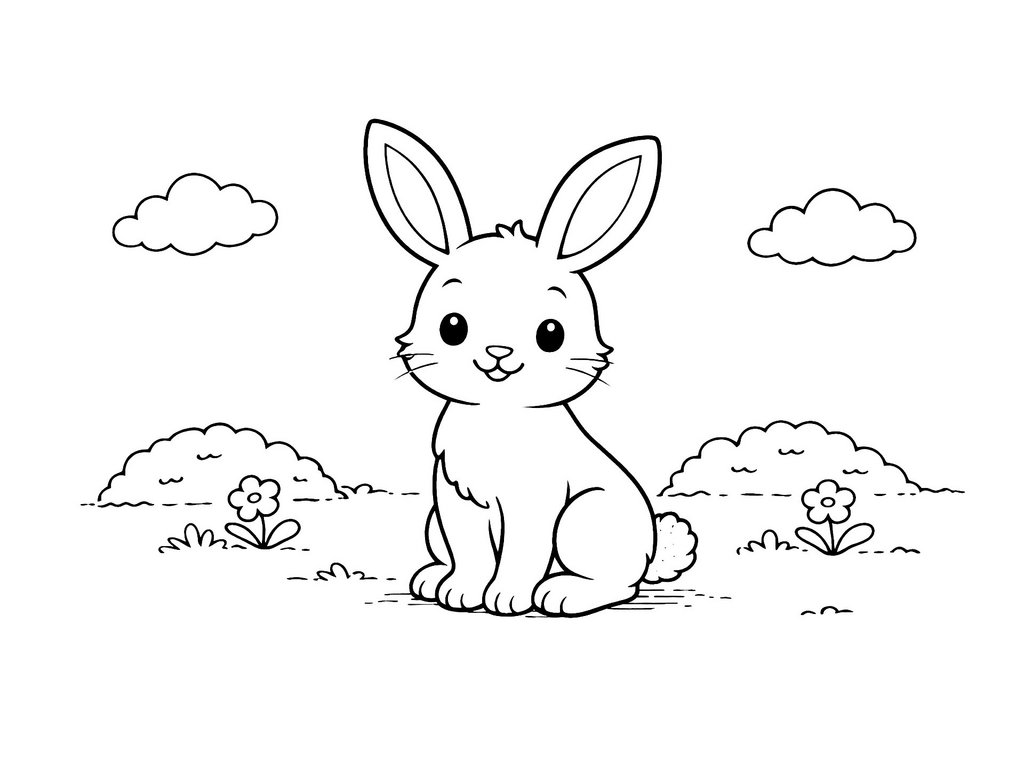 Ausmalbild Hase sitzender Hase